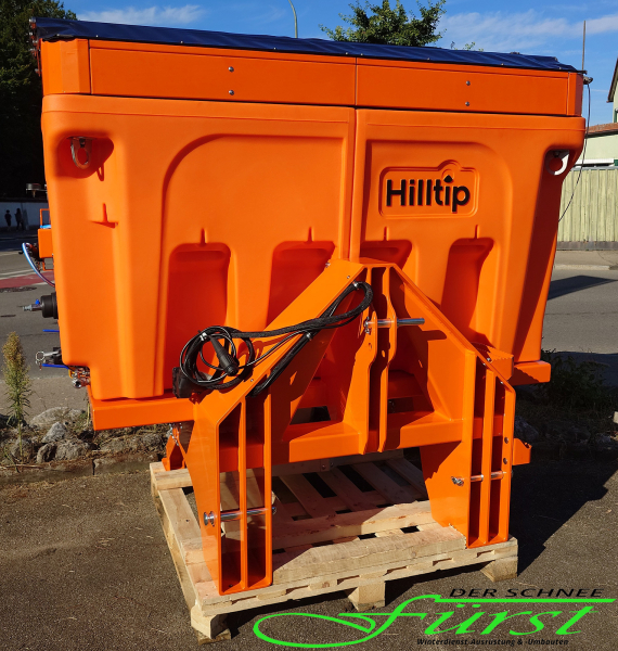 HILLTIP IceStriker 1150TR Traktoren-Kombistreuer in Orange mit Vorbefeuchtung, Streusymmetrieverstellung, Leerstandssensor und Beleuchtungskit